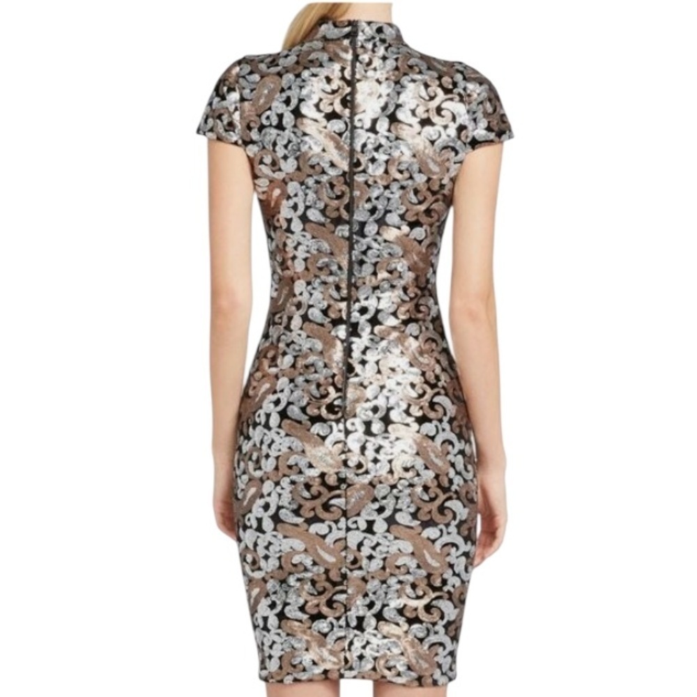 Alice + Olivia Inka Metallic Sequin Dress NWT Cap Sleeve Glam - Picture 13 of 13